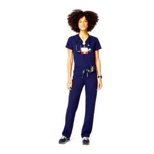 Womens Navy Blue Basic Fig Scrub Pants
